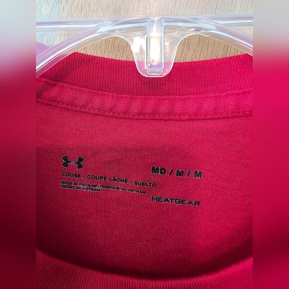 Under Armour Red Short Sleeve Tee Vibrant Crew Neck Mens M - Picture 3 of 3